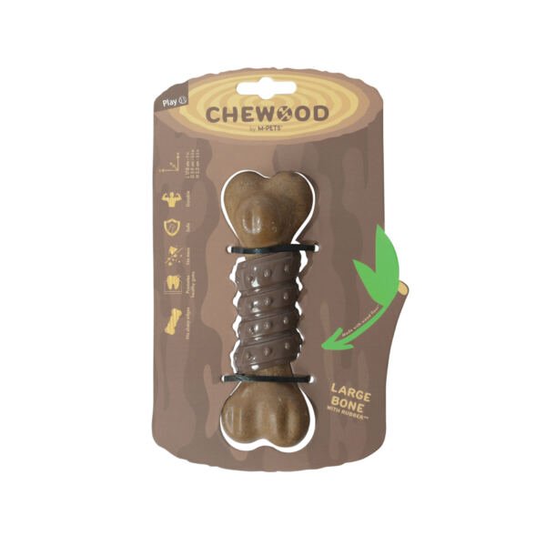 M-Pets Chewood Hueso con Goma - Juguete para Perro