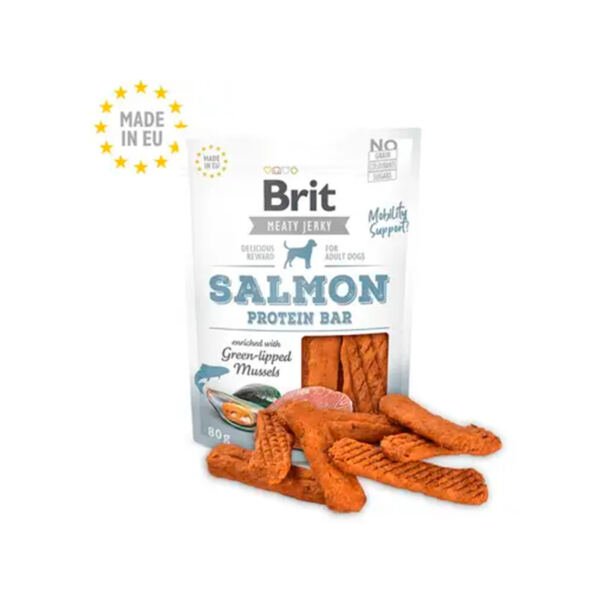 8595602543724 Brit Jerky Protein Bar de Salmón - Snack para Perro