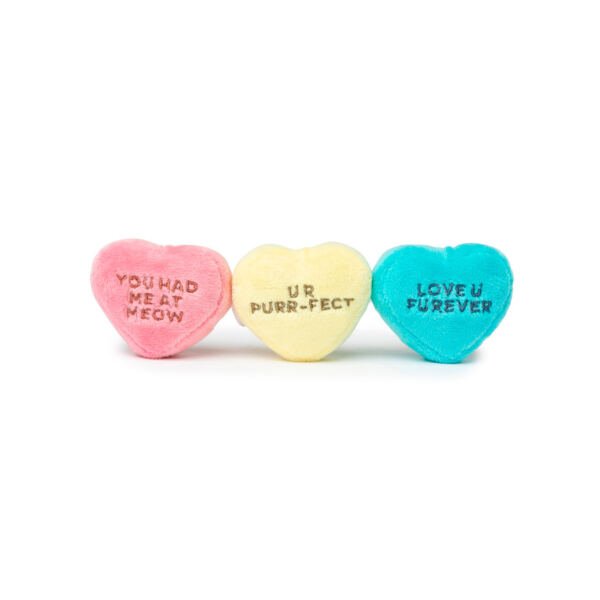 9345719053611 FuzzYard Peluche Candy Hearts 3 Corazones con Catnip - Juguete para Gato