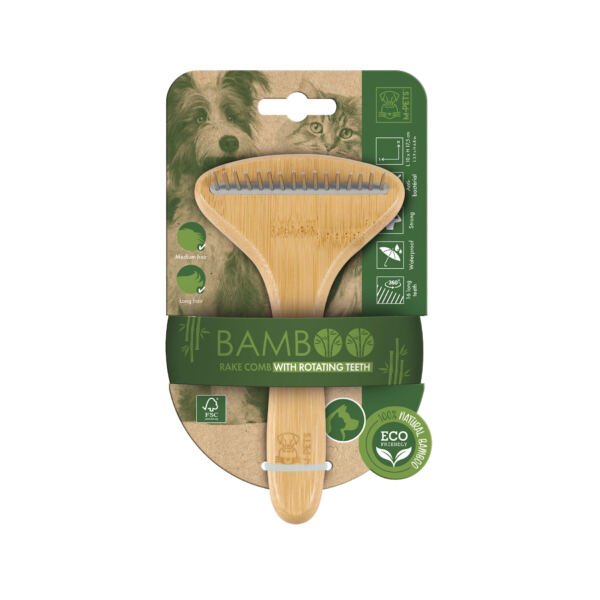6953182738442 M-Pets Bamboo - Peine Rastrillo para Perro y Gato