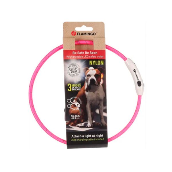 Flamingo Collar Visio Light de Nylon Reflectante_rosa_5400585125481 Flamingo Collar Visio Light de Nylon Reflectante - Accesorio para Perro