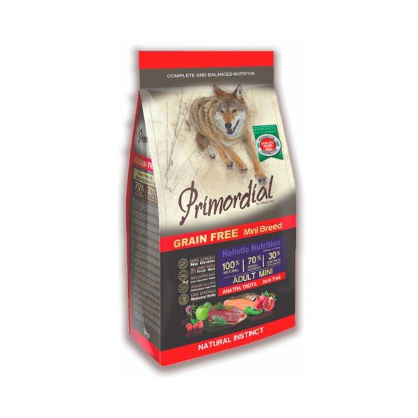 PRIOMORDIAL_Mini_adult_pato_y_trucha-2KG Primordial Adult Mini Pato y Trucha Grain Free - Pienso para Perro