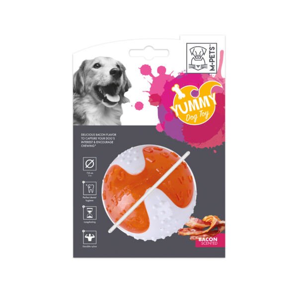 M-Pets Yummy Pelota con Sabor a Bacon - Juguete para Perro