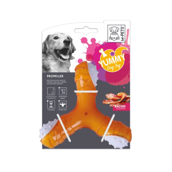 6953182732761 M-Pets Yummy Propeller con Sabor a Bacon - Juguete para Perro
