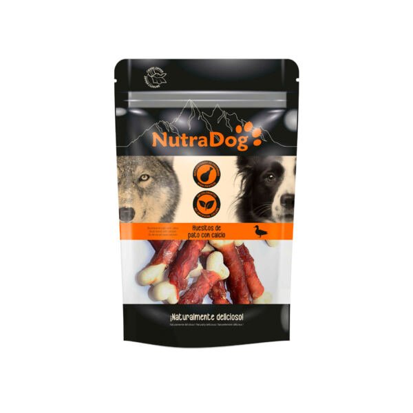 8434744040923+8434744040930 NutraDog Huesitos de Pato con Calcio - Snack para Perro