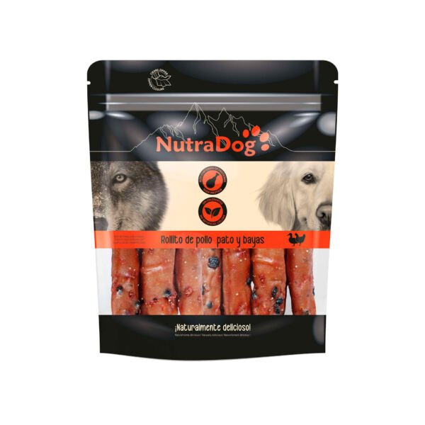Nutradog Rollitos de Pollo, Pato y Bayas - Snack para Perro