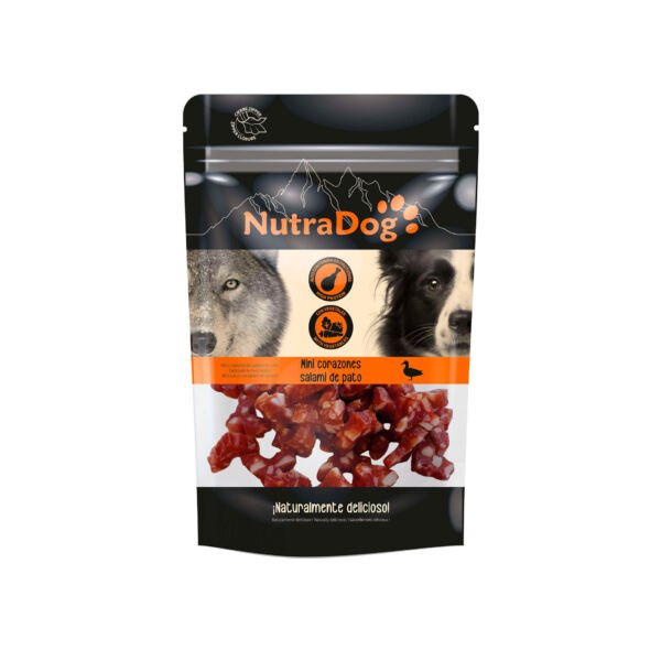 Nutradog Mini Corazones de Salami de Pato - Snack para Perro