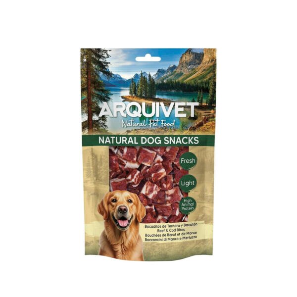 8435117823280 Arquivet Bocaditos de Ternera y Bacalao - Snack para Perro
