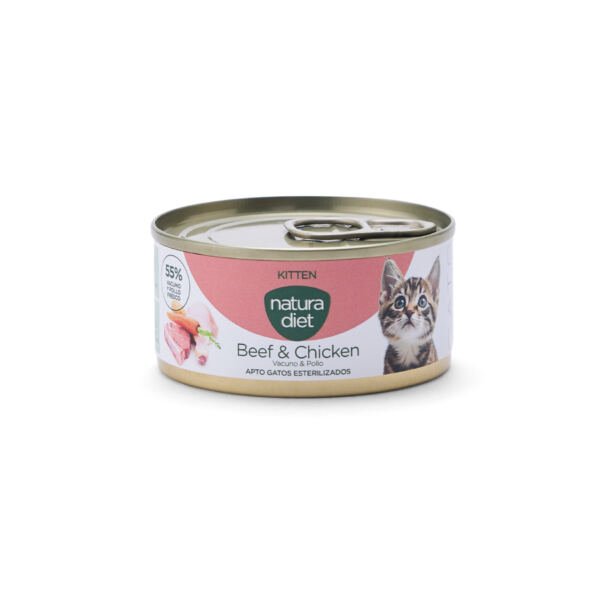 8436596675766_Kitten BeefChicken85g Natura Diet Kitten Vacuno y Pollo Paté - Comida Húmeda para Gatito