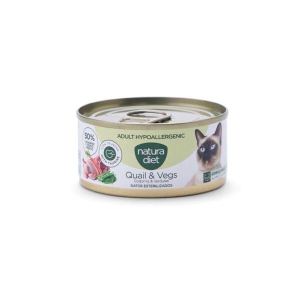 8436596675834_Adult Hypoallergenic Quail Vegs85g Natura Diet Hypoallergenic Codorniz y Verduras Paté – Comida Húmeda para Gato