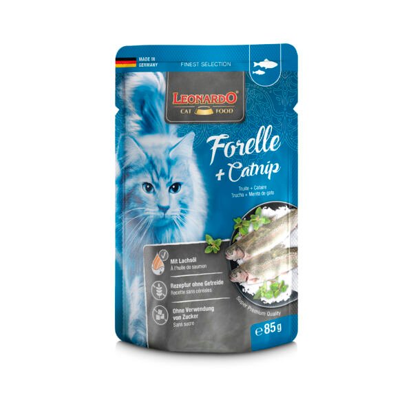 bl-pouch-finest-selection-forelle-catnip-85g-front Leonardo Paté Trucha y Menta Gatuna – Comida Húmeda para Gato