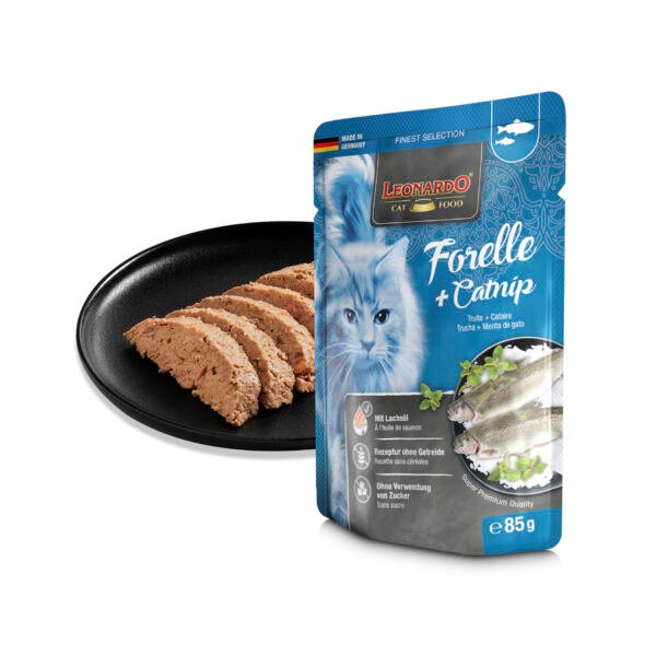 bl-pouch-finest-selection-forelle-catnip-futtercomp Leonardo Paté Trucha y Menta Gatuna – Comida Húmeda para Gato