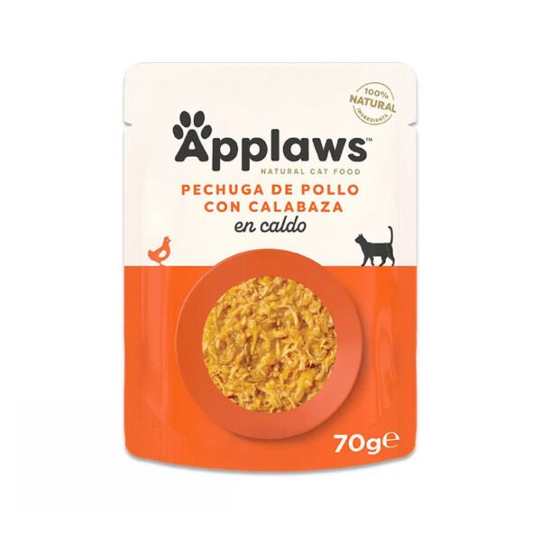 5060122492034 Applaws sobre de Pollo con Calabaza en Caldo - Comida Húmeda para Gato