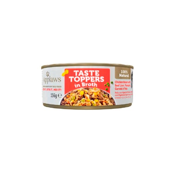 Applaws Lata Tooper Pollo, Hígado Ternera y Verduras en Caldo – Comida Húmeda para Perro