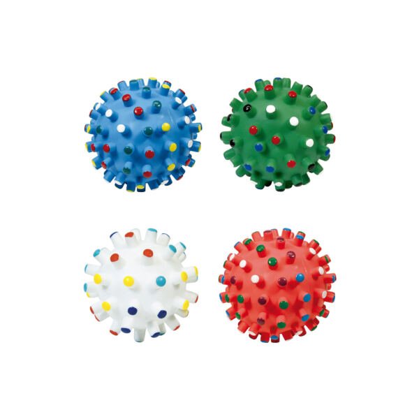 8427458845625 + 8427458845632 Nayeco Pelota Vinilo con Puntitas de Colores - Juguete para Perro