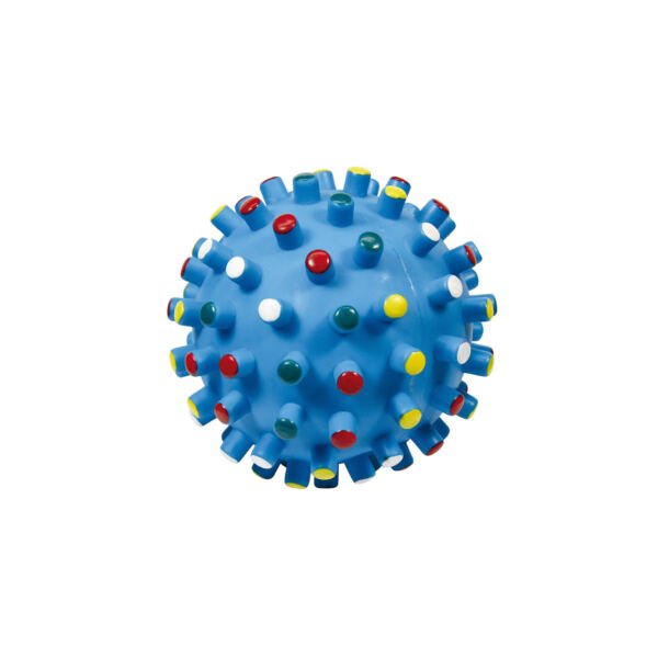 8427458845625 + 8427458845632_azul Nayeco Pelota Vinilo con Puntitas de Colores - Juguete para Perro