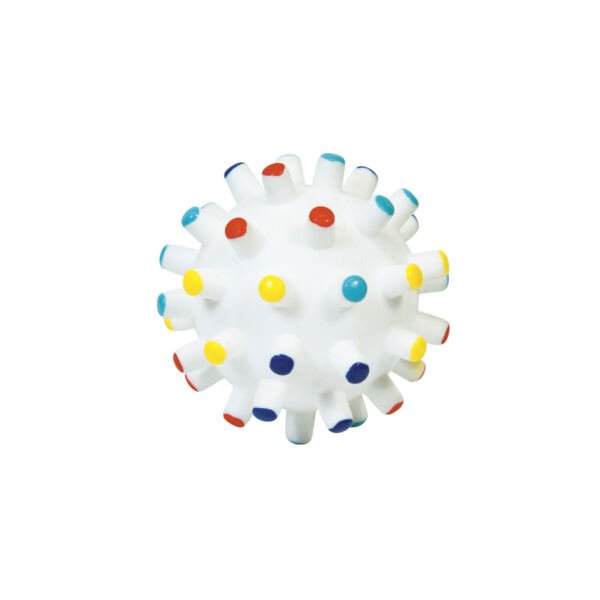 8427458845625 + 8427458845632_blanca Nayeco Pelota Vinilo con Puntitas de Colores - Juguete para Perro