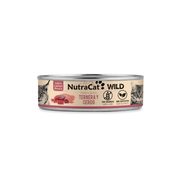 8434744043061 NutraCat Wild Lata de Ternera y Cerdo - Comida Húmeda para Gato
