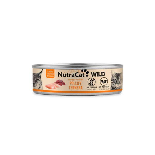 8434744043078 NutraCat Wild Lata de Pollo y Ternera - Comida Húmeda para Gato
