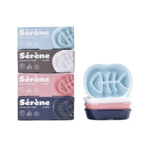 colores gama serene pez M-Pets Serene Comedero Cerámica Pescado - Accesorio para Perro y Gato