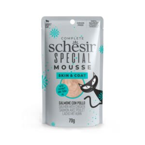 8005852131249_920092 Schesir Special Mousse Skin & Coat Sobre Salmón y Pollo - Comida Húmeda para Gato