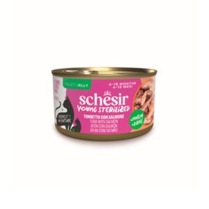 8005852166036_920191 Schesir Kitten Lata Young Sterilized de Atún con Salmón en Gelatina - Comida Húmeda para Gatito