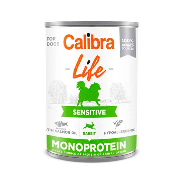 Calibra Life Lata Sensitive Conejo Monoprotein - Comida Húmeda para Perro