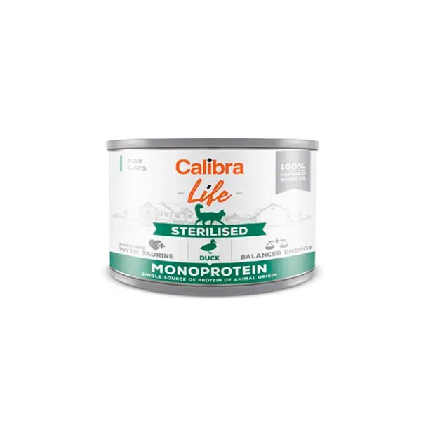 Calibra Life Lata Sterilised de Pato Monoprotein - Comida Húmeda para Gato